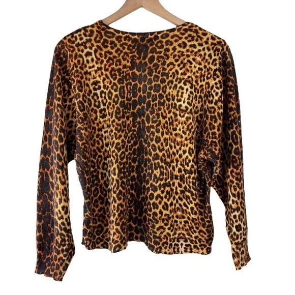 Zara Metallic Leopard Print Lightweight Pullover Sweater - Picture 4 of 4